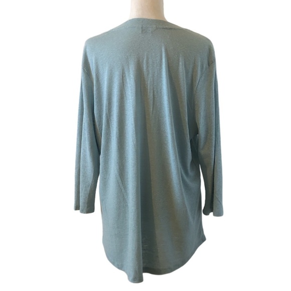 ORVIS Linen T-Shirt Women's Size XL Blue V-Neckline Top Long Sleeve - Picture 3 of 10